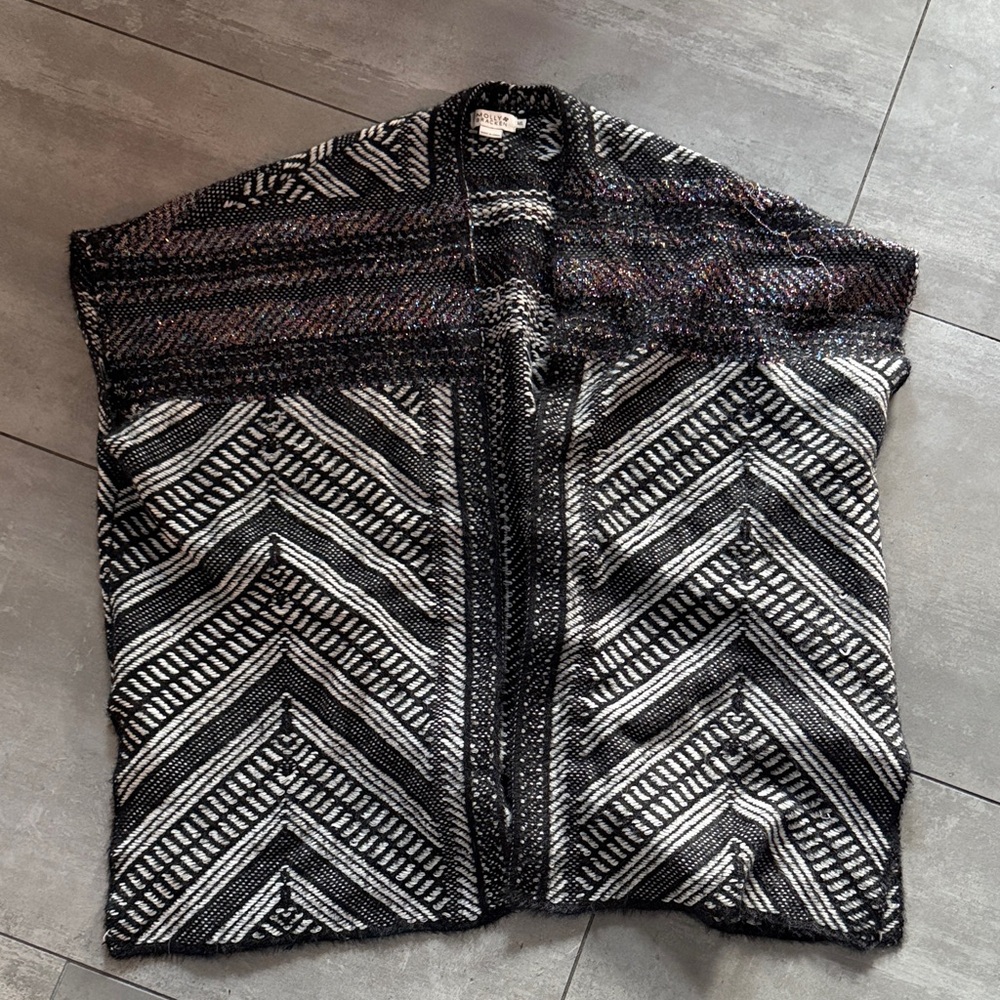 Anthropologie Black and White Chevron Cardigan